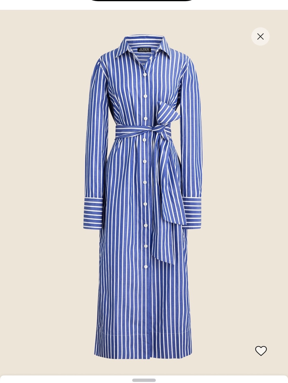 J. Crew Blue and White Vertical Stripe Shirt Dress - Picture 3 of 3